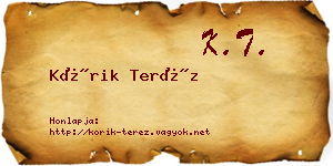 Kórik Teréz névjegykártya